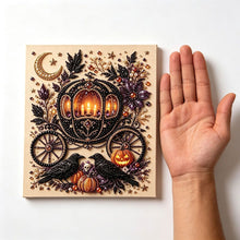 Halloween Carriage Rhinestone Pearl Painting Wall Art 20x20cm