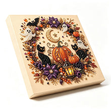 Halloween Black Cat Diamond Painting Art 20x20cm - Rhinestone & Pearl Decor