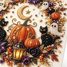 Halloween Black Cat Diamond Painting Art 20x20cm - Rhinestone & Pearl Decor