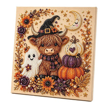 Halloween Highland Cow Rhinestone Pearl Painting Wall Art 20x20cm