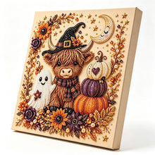 Halloween Highland Cow Rhinestone Pearl Painting Wall Art 20x20cm