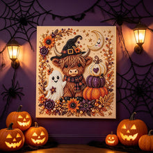 Halloween Highland Cow Rhinestone Pearl Painting Wall Art 20x20cm