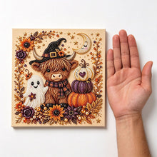 Halloween Highland Cow Rhinestone Pearl Painting Wall Art 20x20cm