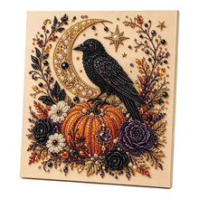Halloween Crow Rhinestone Pearl Painting Wall Art 20x20cm