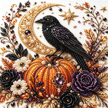 Halloween Crow Rhinestone Pearl Painting Wall Art 20x20cm