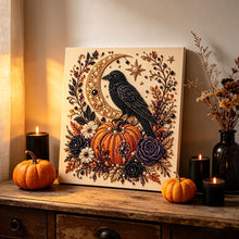 Halloween Crow Rhinestone Pearl Painting Wall Art 20x20cm