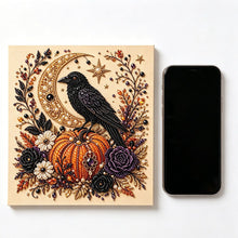Halloween Crow Rhinestone Pearl Painting Wall Art 20x20cm