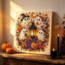 Halloween Ghost Diamond Painting Art 20x20cm - Rhinestone & Pearl Decor