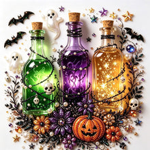 Halloween Potion Bottle Rhinestone Pearl Painting Wall Art 20x20cm