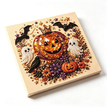 Halloween Pumpkin Diamond Painting Art 20x20cm - Rhinestone & Pearl Decor