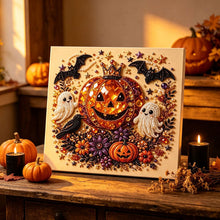 Halloween Pumpkin Diamond Painting Art 20x20cm - Rhinestone & Pearl Decor