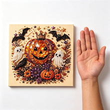 Halloween Pumpkin Diamond Painting Art 20x20cm - Rhinestone & Pearl Decor