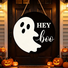 Halloween Hey Boo Ghost Wooden Hanging Sign 12inch