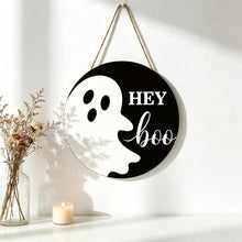 Halloween Hey Boo Ghost Wooden Hanging Sign 12inch