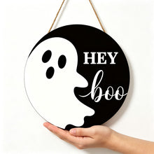 Halloween Hey Boo Ghost Wooden Hanging Sign 12inch