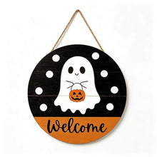 Halloween Ghost Welcome Wooden Hanging Sign 12inch