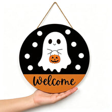 Halloween Ghost Welcome Wooden Hanging Sign 12inch