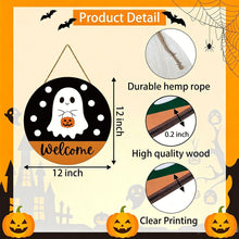 Halloween Ghost Welcome Wooden Hanging Sign 12inch