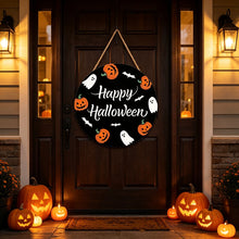 Halloween Happy Halloween Pumpkin Ghost Wooden Hanging Sign 12inch
