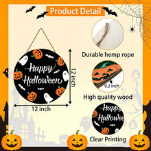 Halloween Happy Halloween Pumpkin Ghost Wooden Hanging Sign 12inch