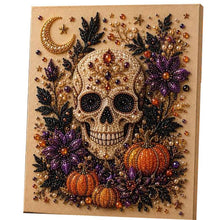 Halloween Skull Rhinestone Pearl Painting Wall Art 20x20cm