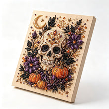 Halloween Skull Rhinestone Pearl Painting Wall Art 20x20cm