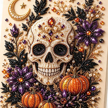 Halloween Skull Rhinestone Pearl Painting Wall Art 20x20cm
