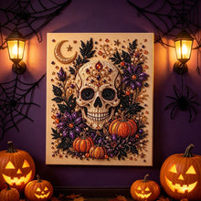 Halloween Skull Rhinestone Pearl Painting Wall Art 20x20cm