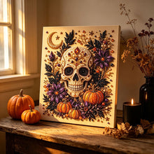 Halloween Skull Rhinestone Pearl Painting Wall Art 20x20cm