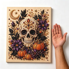Halloween Skull Rhinestone Pearl Painting Wall Art 20x20cm