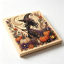 Halloween Witch Rhinestone Pearl Painting Wall Art 20x20cm
