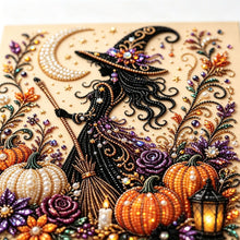 Halloween Witch Rhinestone Pearl Painting Wall Art 20x20cm