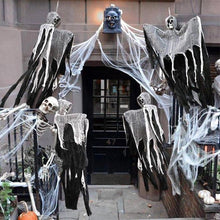 Hanging Skeleton Reaper Ghost Decoration, Reusable Halloween Prop for Haunted House & Party
