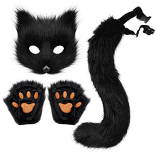 Therian Paws Fur Mask Tail Set Black Halloween Party Costume