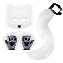 Therian Paws Fur Mask And Tail Set White Halloween Cat Costume Party - White