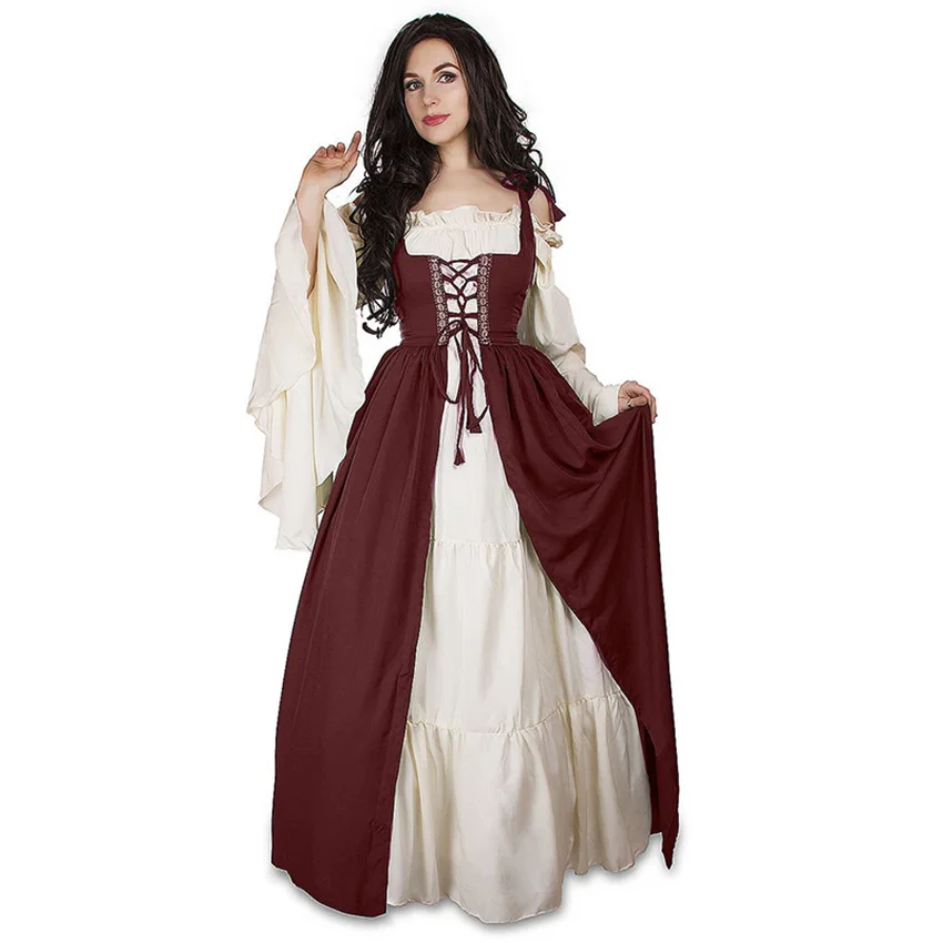 House Of Dasein S-6Xl Medieval Dress Cosplay Halloween Costume For Women Palace Carnival Party - Wine Red - Xxl