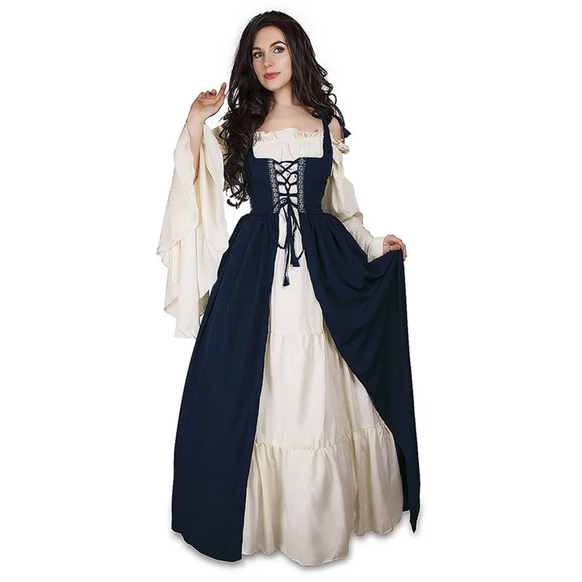 House Of Dasein S-6Xl Medieval Dress Cosplay Halloween Costume For Women Palace Carnival Party - Navy Blue - Xl