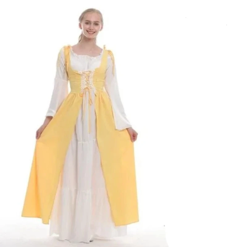House Of Dasein S-6Xl Medieval Dress Cosplay Halloween Costume For Women Palace Carnival Party - Yellow - 5Xl