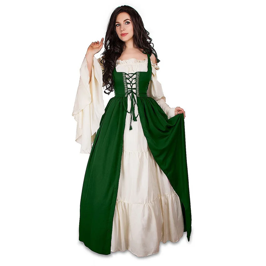 House Of Dasein S-6Xl Medieval Dress Cosplay Halloween Costume For Women Palace Carnival Party - Navy Green - Xxxl