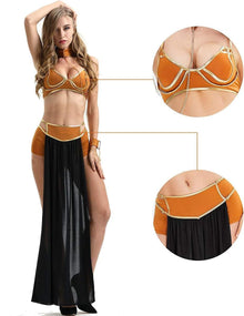 Women's Halloween Cosplay Clothing Sexy Costume Princess Slave Miss Manners Uniform Leia Captive Adult Black - M