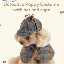 Dog Costume Cute Detective Pet Clothes Set Halloween Cosplay Party Outfit Winter Fashion Cape Cloak Hat For Small Medium & Cat Kitten Grey