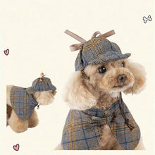 Dog Costume Cute Detective Pet Clothes Set Halloween Cosplay Party Outfit Winter Fashion Cape Cloak Hat For Small Medium & Cat Kitten Grey