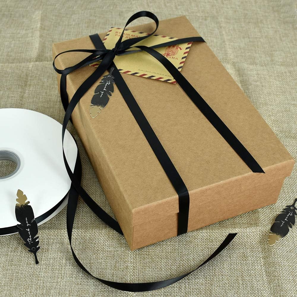 3/8 Inch x 100yds Black Satin Ribbon Thin Solid Fabric Ribbons Roll for Gift Wrapping Invitation Floral Hair Balloons Craft Sewing Party Wedding Halloween Decoration Valentine's Day Bouquet