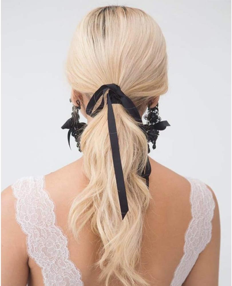 3/8 Inch x 100yds Black Satin Ribbon Thin Solid Fabric Ribbons Roll for Gift Wrapping Invitation Floral Hair Balloons Craft Sewing Party Wedding Halloween Decoration Valentine's Day Bouquet