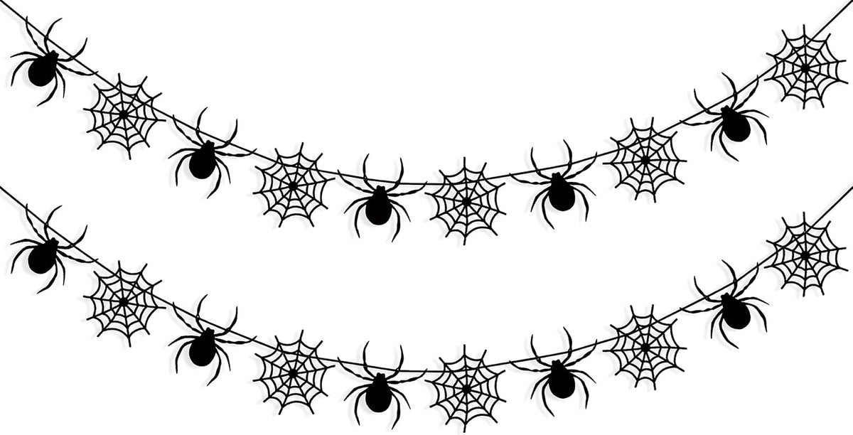 Felt Spider Spiderweb Banner Garland Halloween Spider Web Decorations Outdoor Indoor Home Decor Spooky Themed Birthday Party Supplies Photo Props