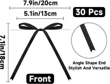 Twist Tie Bows 5x7Inch - 30Pcs Premade Black Gift Bow for Cake Gift Wrapping Balloon Craft Treat Bag Black Satin Ribbon Bows for Wedding Baby Shower Birthday Party Halloween Christmas Decor