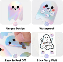 600Pcs Halloween Ghost Stickers - Cute Halloween Stickers Holographic Happy Halloweens Party Favor Sticker Self Adhesive Ghost Face Label Sticker for Envelope Seal Card Halloweens Decor