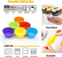 Silice Cupcake Baking Cups 24 Pack, Reusable & N-stick Muffin Cupcake Liners Holders Set for Party Halloween Christmas, Easy Clean Pastry Muffin Molds（Pack of 24,Multicolor）