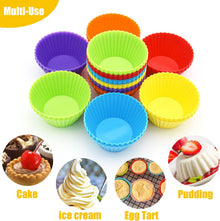 Silice Cupcake Baking Cups 24 Pack, Reusable & N-stick Muffin Cupcake Liners Holders Set for Party Halloween Christmas, Easy Clean Pastry Muffin Molds（Pack of 24,Multicolor）