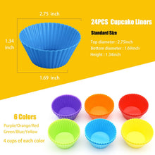 Silice Cupcake Baking Cups 24 Pack, Reusable & N-stick Muffin Cupcake Liners Holders Set for Party Halloween Christmas, Easy Clean Pastry Muffin Molds（Pack of 24,Multicolor）